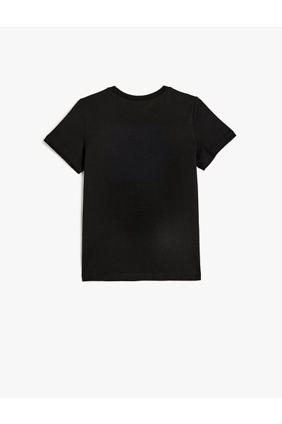 Koton Cotton Short Sleeve Crew Neck Black Boy's T-Shirt 5Skb10191Tk