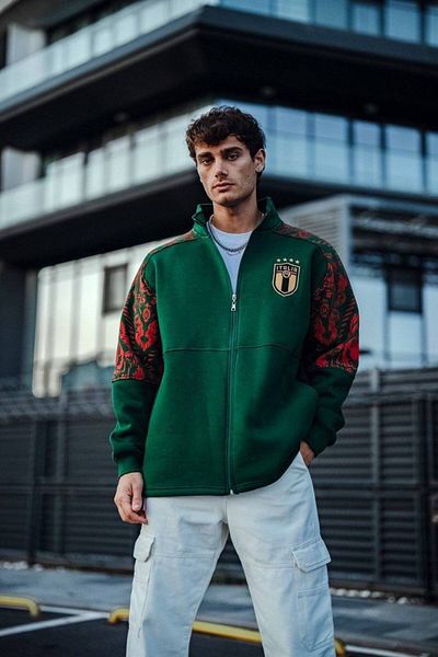İLKCET MODA Φούτερ Ιταλίας Unisex Oversize με φερμουάρ