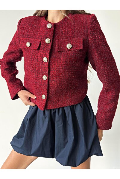 mydukkan.co Lilly Kısa Tüvit Ceket Bordo