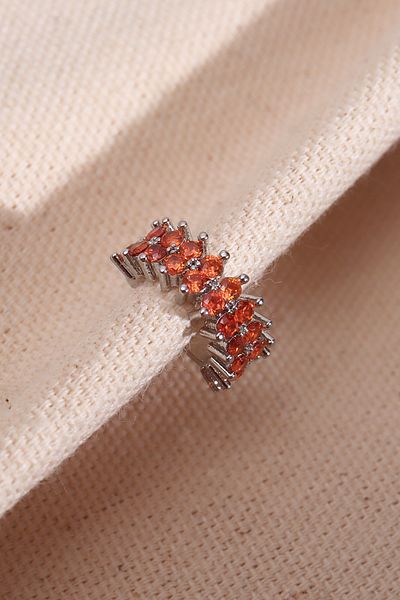Süspüs Accessories Two Rows Orange Stone Single Compression Gold Cartilage Earrings