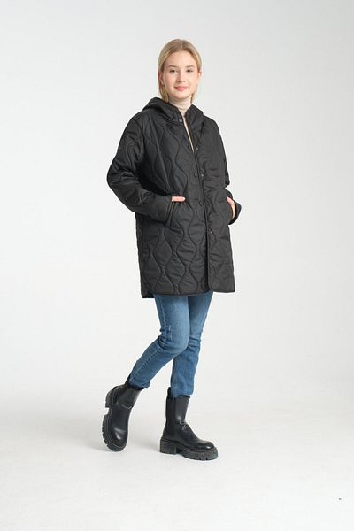 Wise Women's Hooded Oversize Quilted Fabric Chain Patterned Coat