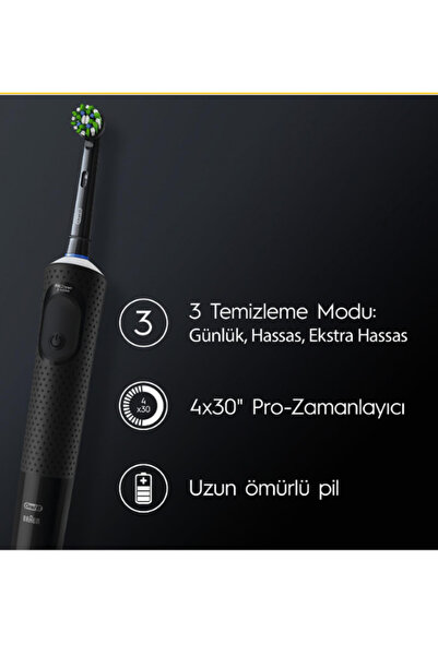 Oral-B D103 Vitality Pro Cross Action Şarjlı Elektrikli Diş Fırçası Siyah-Lila, Diş Macunu 50ml Avantaj Set