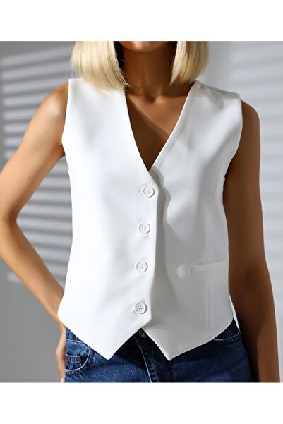 Bak'ap Lined Crop Blezer Vest