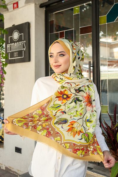 Hint İpek Natural Wool Cashmere Blended Shawl Winter Four Seasons Patterned Shawl