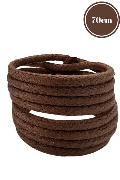 Mag Shoes Care Brown Round Waxed Shoelaces. 70cm. 1 Pair. 2 Pieces.