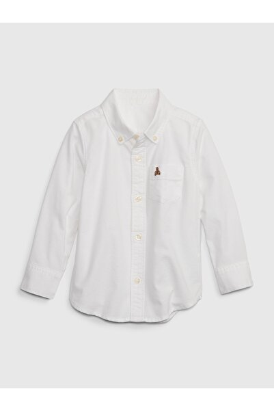 GAP Erkek Bebek Beyaz Brannan Bear İşlemeli Oxford Gömlek