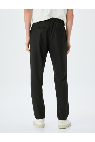 Koton Beli Bağcıklı Cep Detaylı Siyah Erkek Pantolon 5SAM40032HW