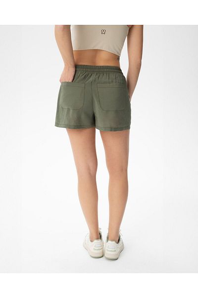 Ayma Active Khaki Women's Mini Pocket Lace-Up Modal Shorts