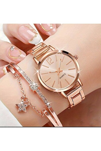 Holatec Kadın Kol Saati Zarif Gold Klasik Saat Bileklik Hediyeli Kutulu Şık Tasarım