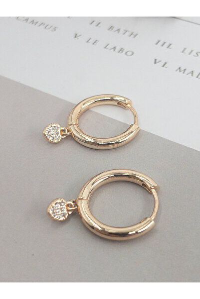 Siya Silver Zirkon Taşlı Halka Kalp Küpe- 5 mm Kalp