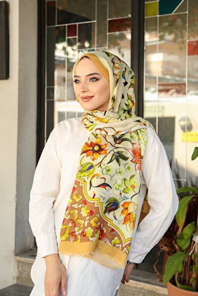 Hint İpek Natural Wool Cashmere Blended Shawl Winter Four Seasons Patterned Shawl