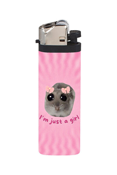 SARANG Çakmak I Am Just A Girl Üzgün Hamster Baskılı Klasik Çakmak