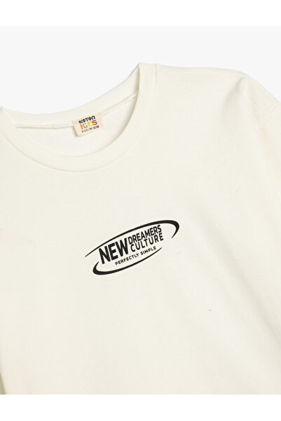 Koton Tricou oversize din bumbac cu mânecă lungă - imprimat cu slogan, decolteu