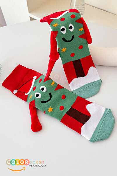 Color Socks 2 чифта новогодишни унисекс чорапи със специална концепция, държащи се за ръце (без ток)