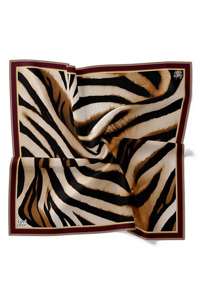 Levidor Zebra Print Brown Silk Twill Scarf