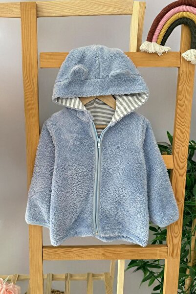 Minigimin Cicileri 6-24 Months Unisex Plush Baby Cardigan - Ear Detail, Hood,...