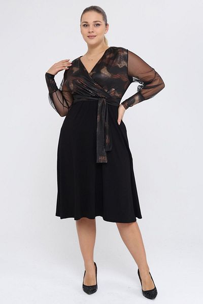 modayız Εύκαμπτο φόρεμα με διπλό γιακά Plus Size 5c-2253