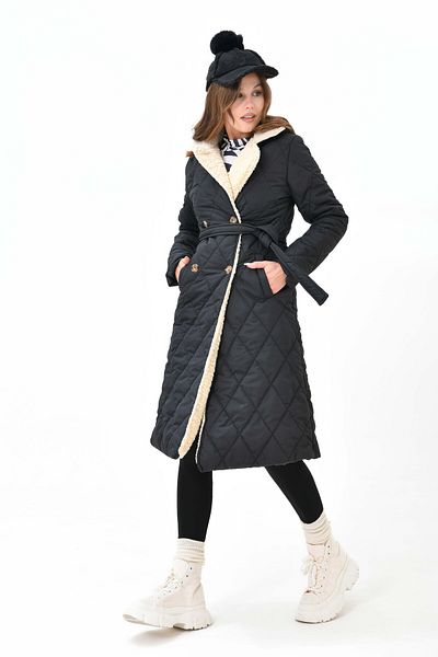VOLT CLOTHİNG Women's Maxi Length Sheepskin Quilted Coat