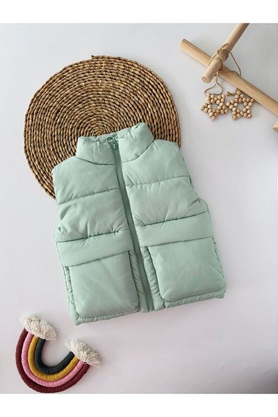 Minigimin Cicileri Flowers of My Toddler Soft and Stylish Unisex Inflatable Vest with Zip - Aqua Green