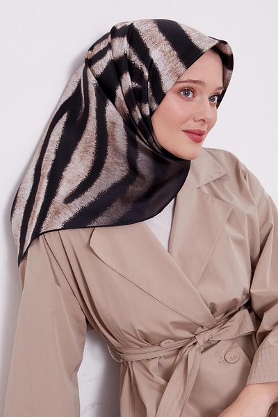 Levidor Μεταξωτό μαντίλι με μοτίβο καφέ Zebra Twill