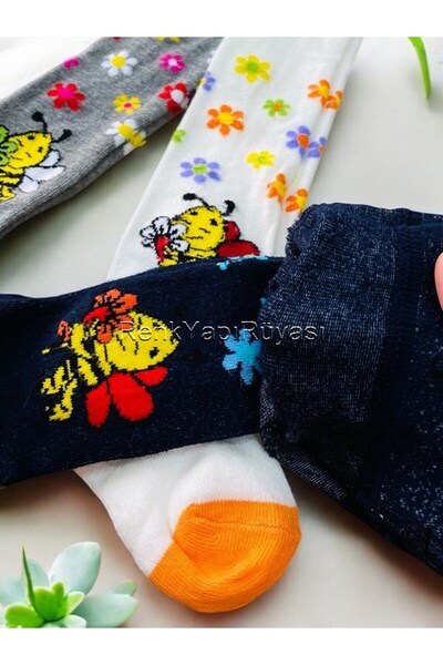 RENKYAPI 5-6 Years Old Girl's Pantyhose 3 Pieces Pantyhose 80% Cotton