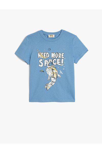 Koton Space printed κοντομάνικο μπλε μπλουζάκι για αγόρι 5skb10162tk