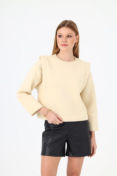 NATUFIAN STORE Γυναικείο φούτερ με 3 κλωστές με λεπτομέρεια βαθιού ώμου