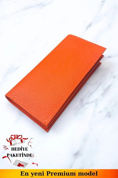 VANİLLA COLLECTİON Unisex Orange Wallet with Phone Compartment, Magnet and Hand Tape, Large Portfolio Handbag