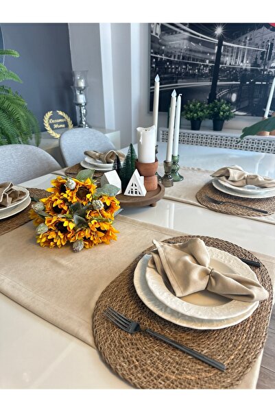 Decamor home 6 Pieces of Velvet Textured Carefree Beige Napkins