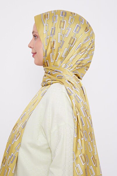 Levidor Oil Green Square Chain Pattern Angel Shawl