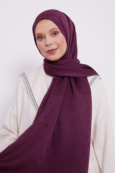 Levidor Plum Lvd Printed Blue Jacquard Shawl