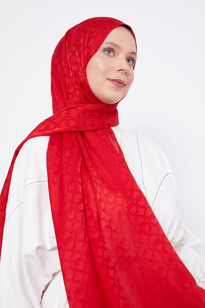Levidor Red Ring Pattern Jacquard Janjan Shawl