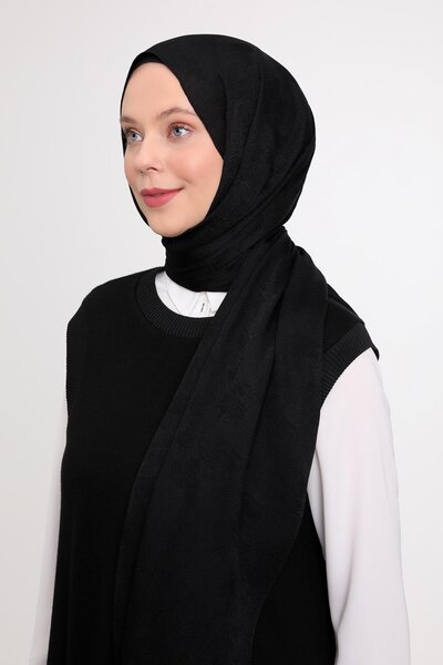 Levidor Siyah Hologram Desen Jakarlı Janjan Şal