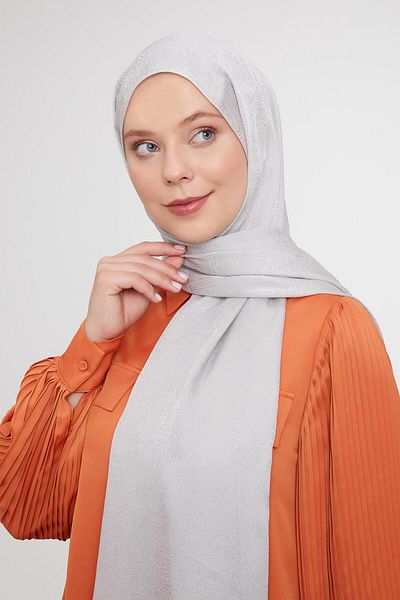 Levidor Gray Hologram Pattern Jacquard Janjan Shawl
