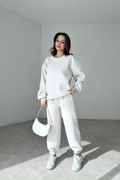 YAKAMEL Γυναικείο σετ φόρμας με λαιμόκοψη 3 νημάτων Oversize