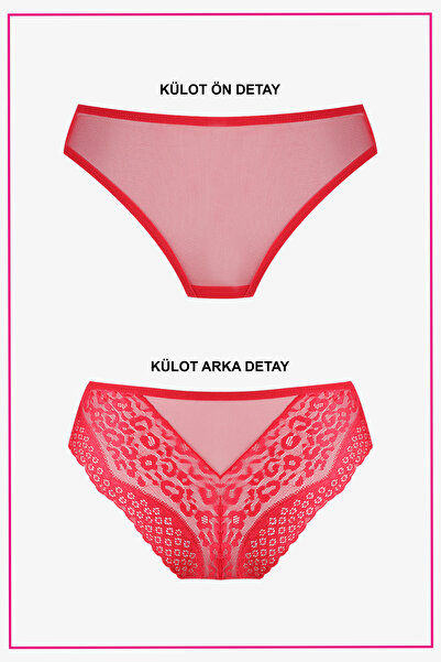 koza iç giyim Themed Women's Unfilled Red Lace Bra Suit