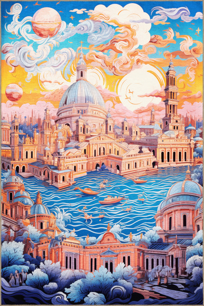 Rugs Modern Halı سجادة ديدو 2 المزخرفة ذات الطابع القديم بنمط المدينة والبحر ...