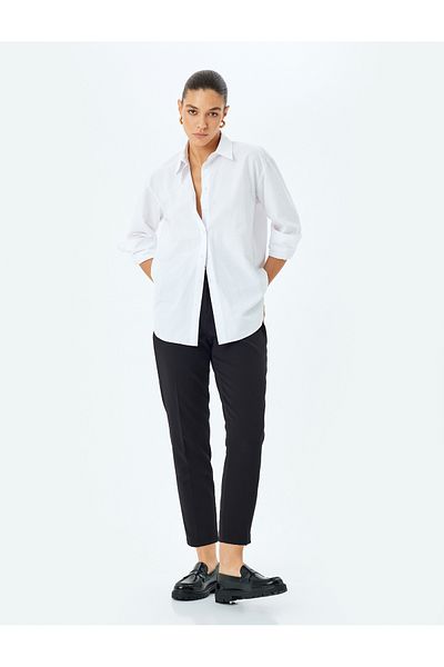 Koton Women's Black Canvas Trousers - 5Sak40031Uw