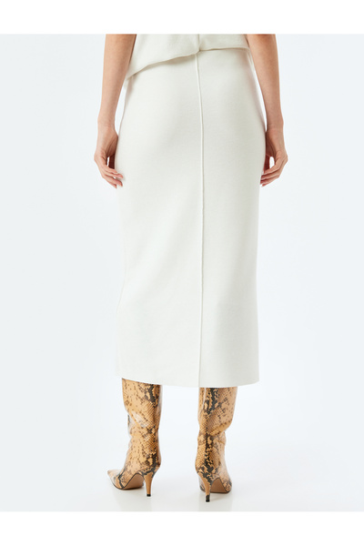 Koton Standard Waist Slim Fit Ribbed Long Pencil Skirt