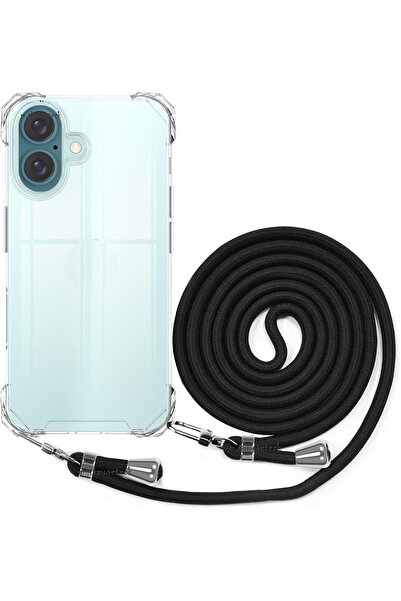 m.tk moveteck İphone 16 Plus Kılıf Köşe Korumalı Şeffaf Silikon Boyun ve Omuz...