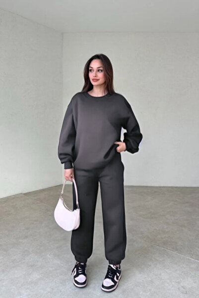 YAKAMEL Γυναικείο σετ φόρμας με λαιμόκοψη 3 νημάτων Oversize