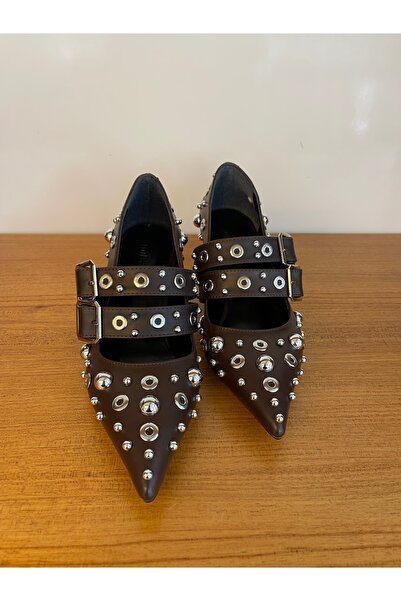 mika life Kahve zımbalı stiletto