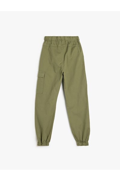 Koton Cotton Jogger Cargo Pants - Elastic Waist and Pocket Detail