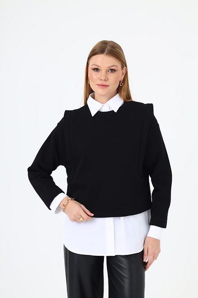NATUFIAN STORE Women's Deep Shoulder Detailed 3 Thread Sweatshirt