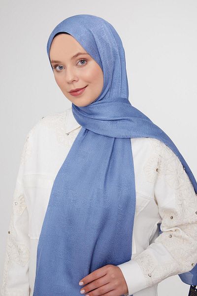 Levidor Indigo Hologram Pattern Jacquard Janjan Shawl