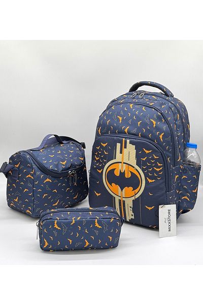 ms mixxstore Rucsac pentru școală primară pentru bărbați, cu model de liliac, folie de culoare albastru marin, cu hrănire și suport pentru stilou