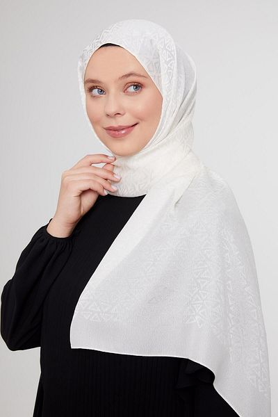 Levidor Şal Janjan Jacquard cu model triunghi crem