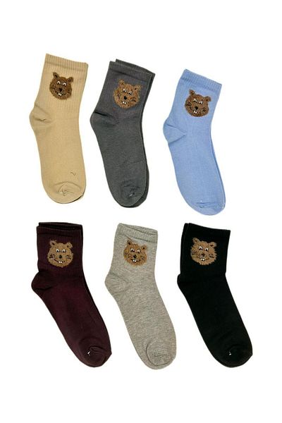 Pijamarket 6 чифта дамски чорапи от пениран памук с шарки