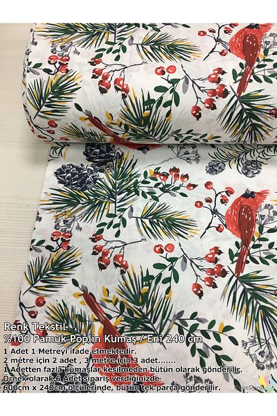 Renk Tekstil Kokina Flower Pattern 100% Poplin Fabric - Φόρεμα - Παπλωματοθήκη - Διακοσμητικό - Χόμπι