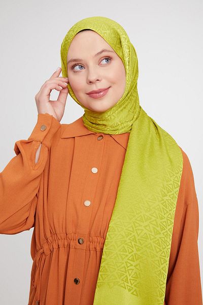 Levidor Lime Triangle Pattern Jacquard Janjan Shawl
